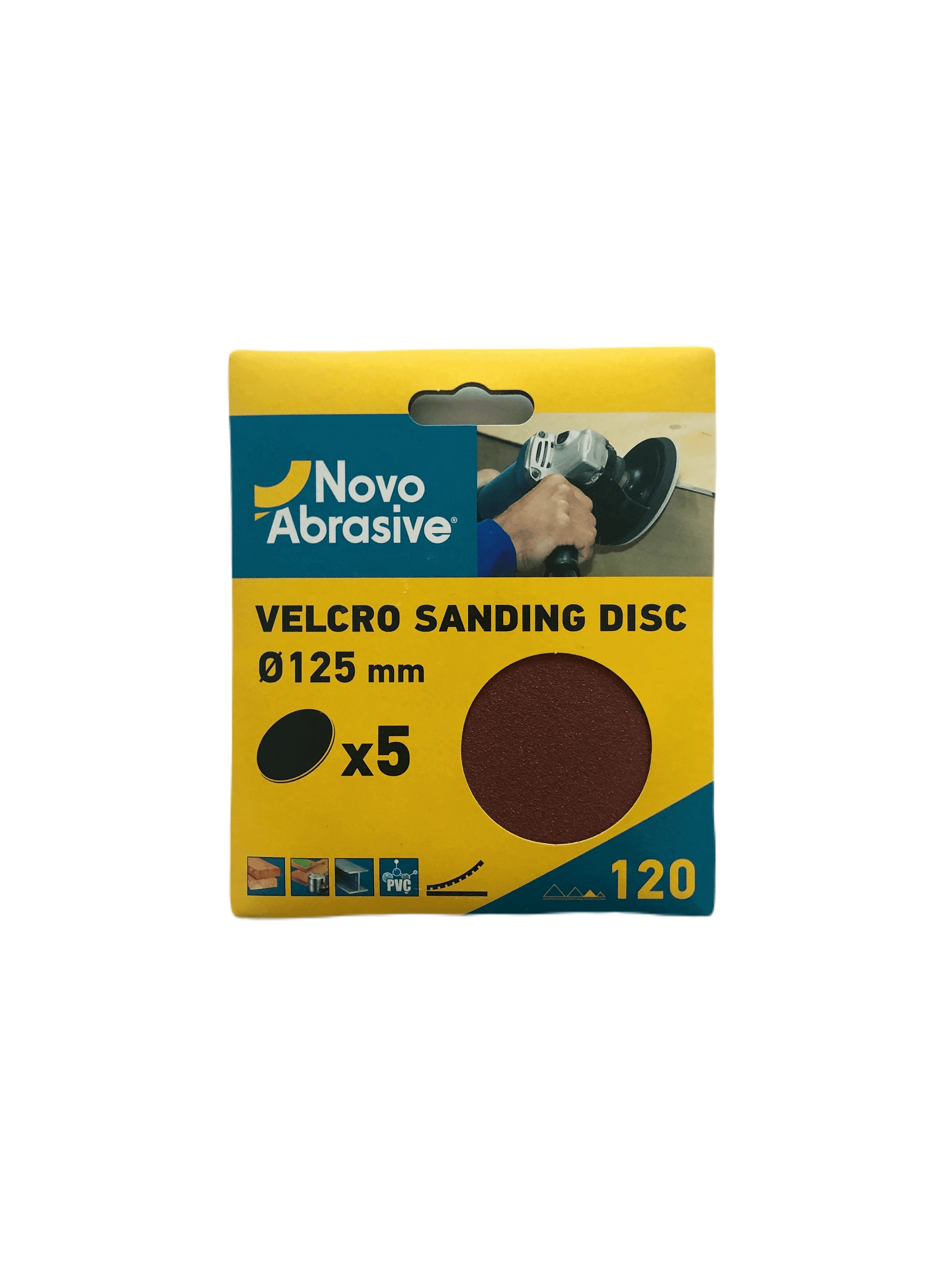 Круг шліфувальний самозачепний NovoAbrasive 125 мм, Р120, 5шт.